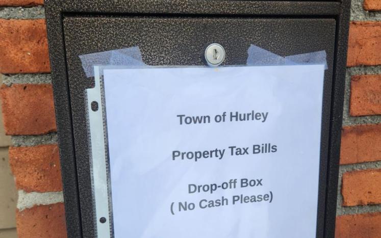 Town Hall has drop box for non-cash property tax payments