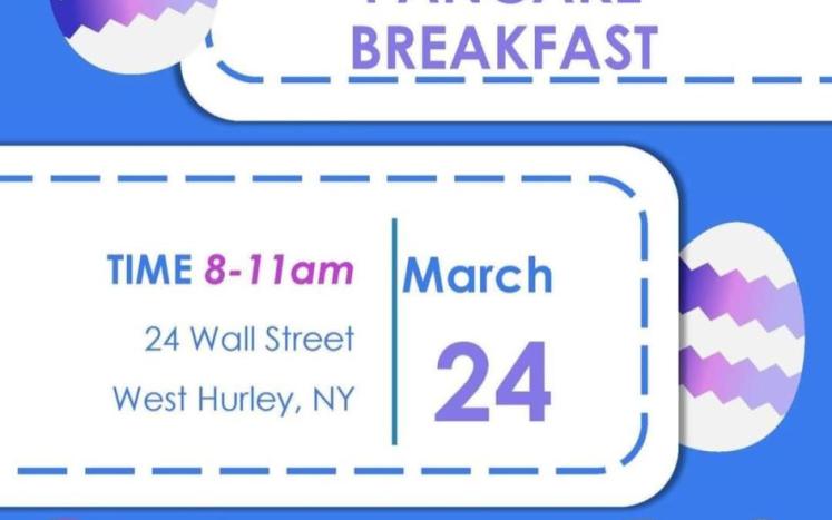 Easter Pancake Breakfast March 24 at West Hurley Firehouse